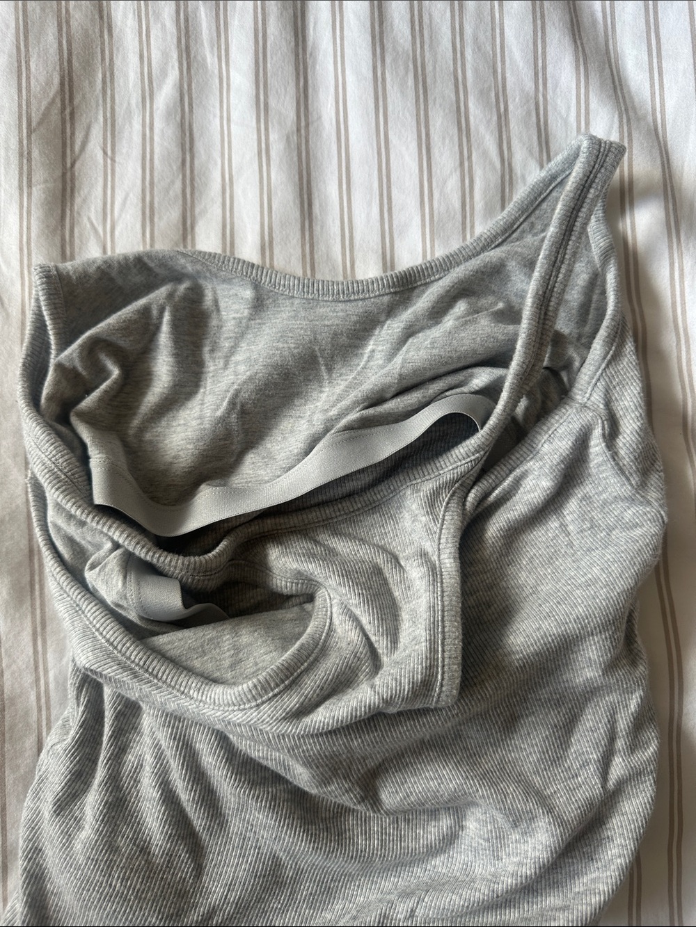 J. Crew Light Gray Ribbed Racerback Tank with Built In Shelf Bra - Picture 2 of 3